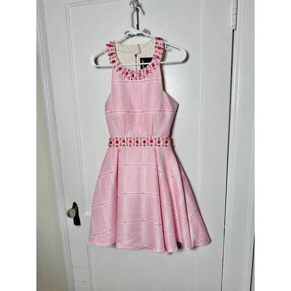 Mac Duggal Pink A-line Short Jewel Cut Out Barbie Homecoming Dress Size 4 - Picture 1 of 12